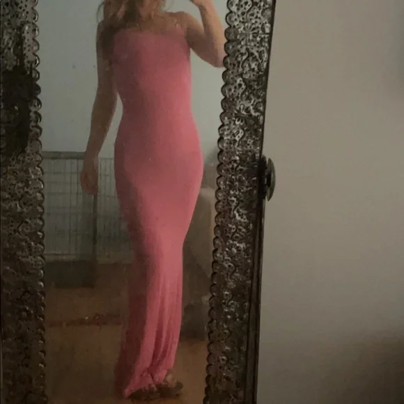 open lace back dress SKIMS Long Slip Dress (Bubblegum)